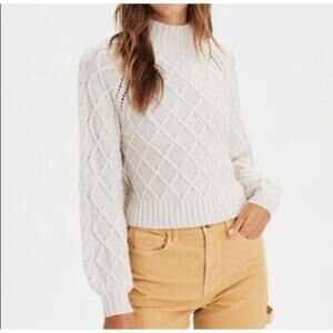 American Eagle Cropped Cable Knit Sweater